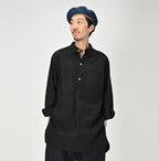 Indigo Khadi OX 908 Grandpa Pull Shirt Sumi Male Model
