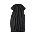 Linen Plant Dyed Half Sleeve Poyon Dress Bamboo Charcoal