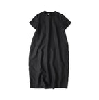 Linen Plant Dyed Half Sleeve Poyon Dress Bamboo Charcoal