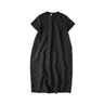 Linen Plant Dyed Half Sleeve Poyon Dress Bamboo Charcoal