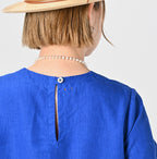 Linen Plant Dyed Half Sleeve Poyon Dress Detail