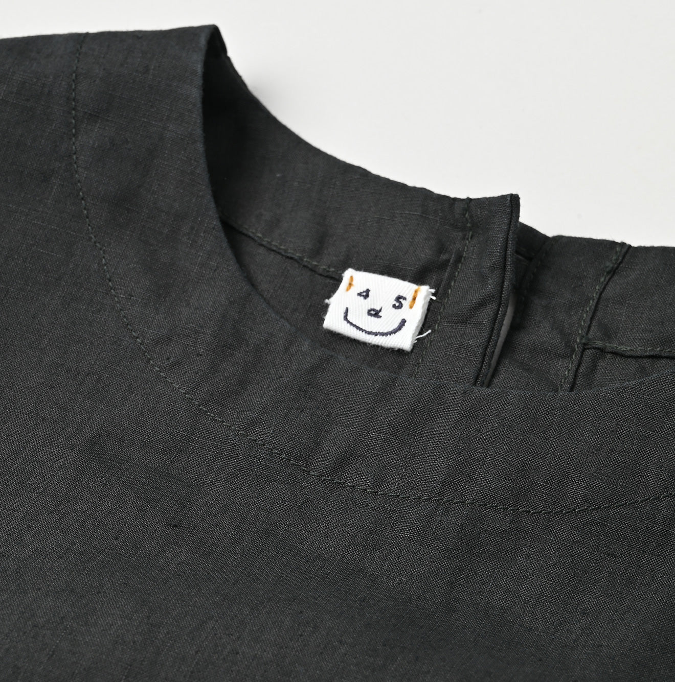 Plant Dyed Linen Half Sleeve POYON Dress Detail