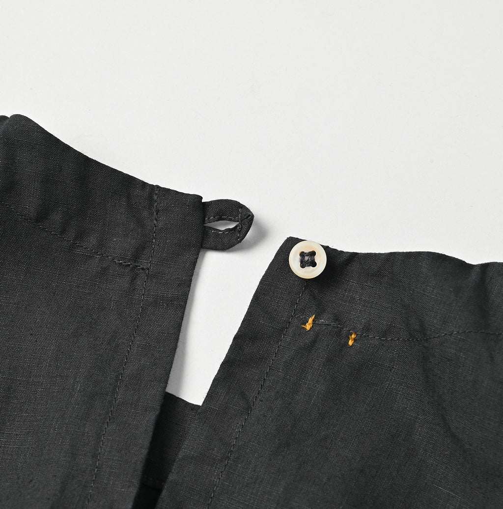 Plant Dyed Linen Half Sleeve POYON Dress Detail