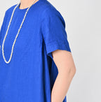 Linen Plant Dyed Half Sleeve Poyon Dress Detail
