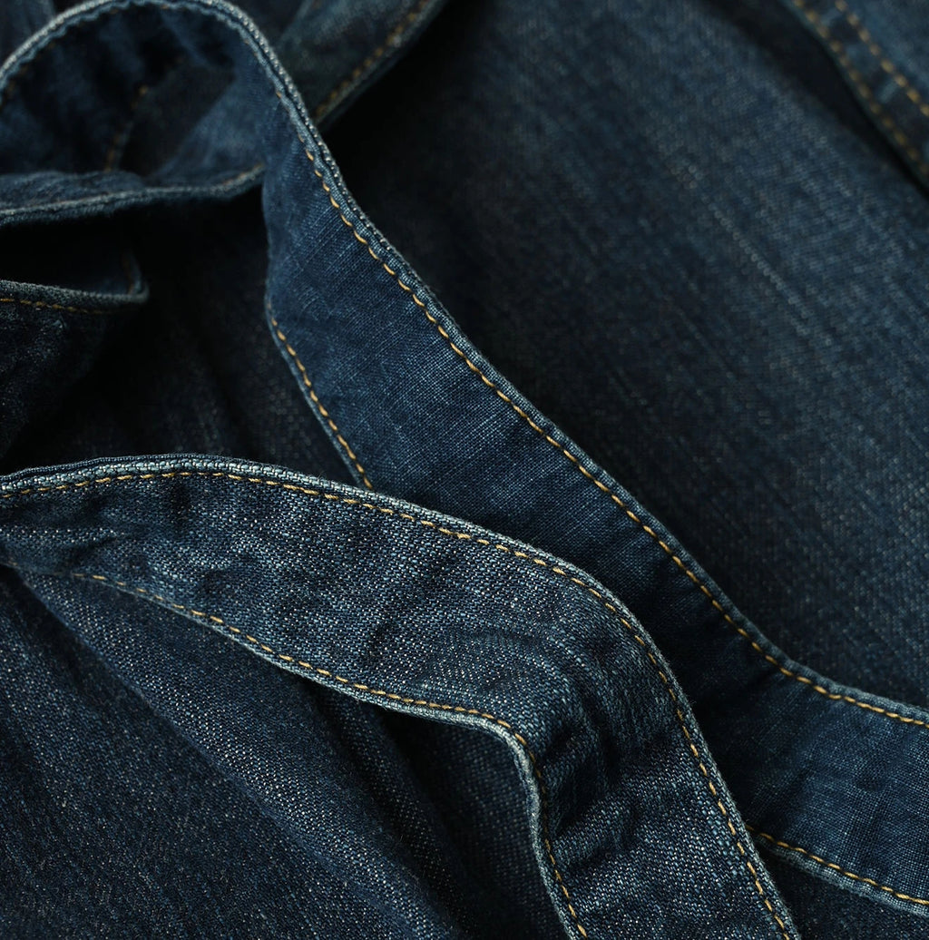 Mugihiko Denim Wrap Dress Zyu Detail