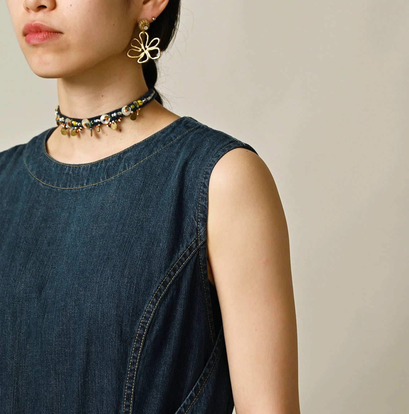 Mugihiko Denim Wrap Dress Zyu Detail