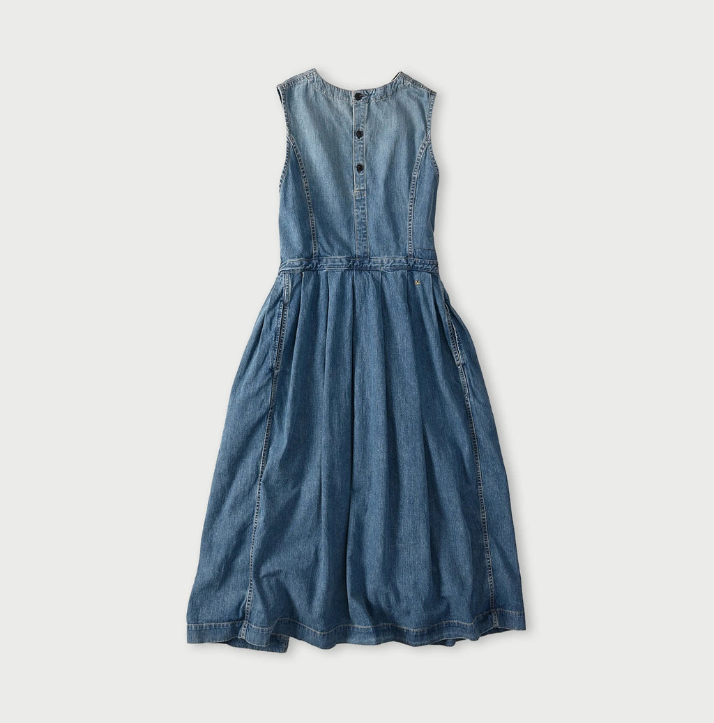 Mugihiko Denim Wrap Dress Tan Back