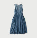 Mugihiko Denim Wrap Dress Tan Back