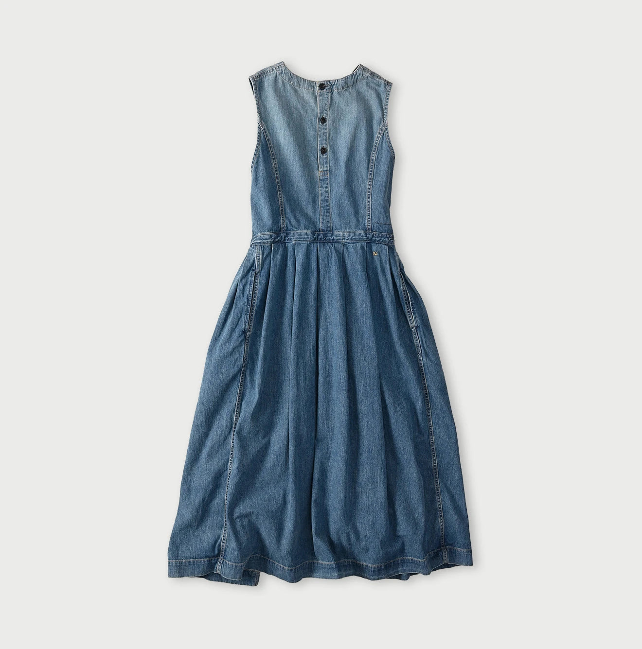 Mugihiko Denim Wrap Dress Tan Back