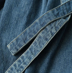 Mugihiko Denim Wrap Dress Tan Detail
