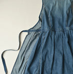 Mugihiko Denim Wrap Dress Tan Detail