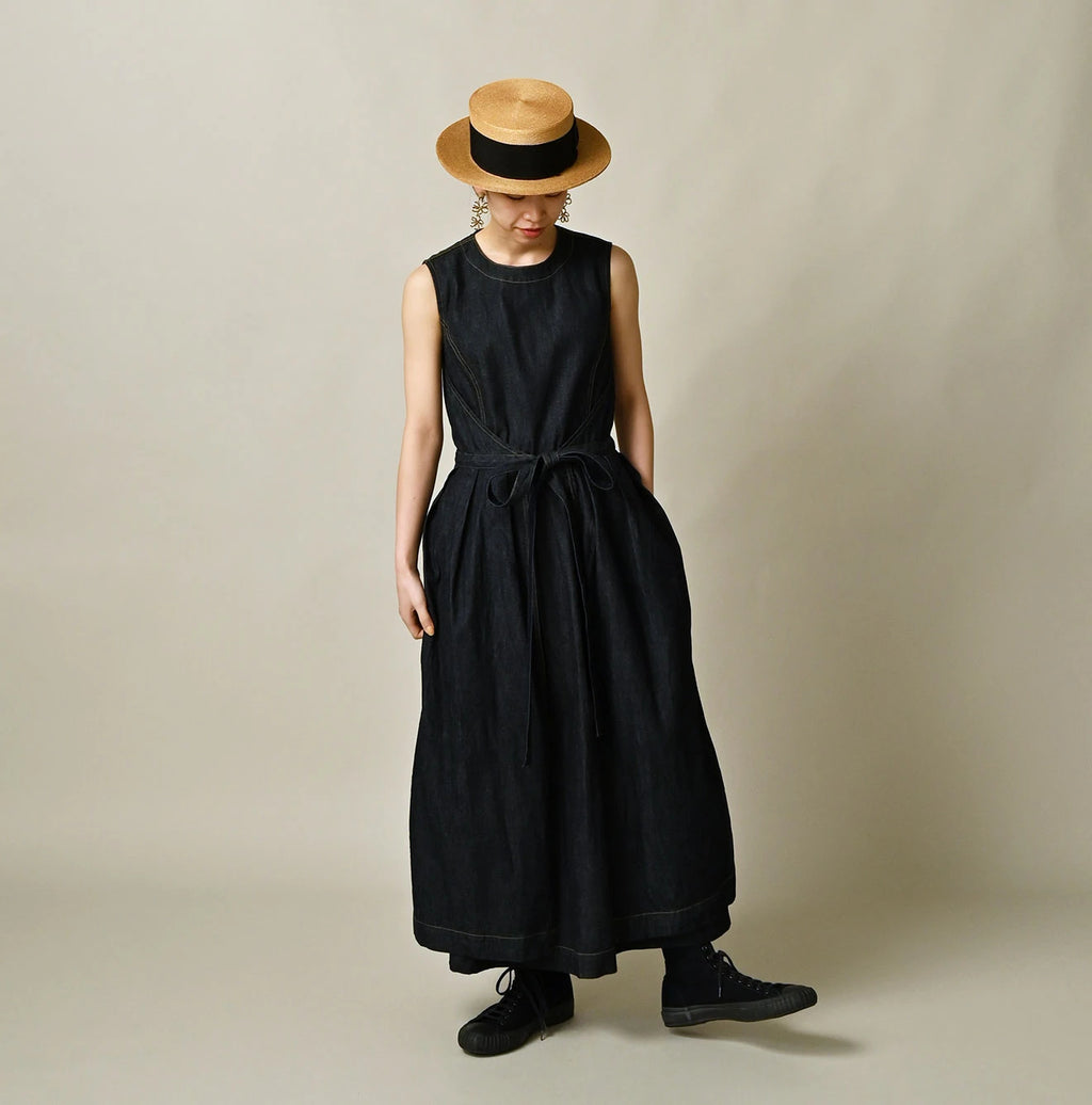 Mugihiko Denim Wrap Dress Nou Female Model