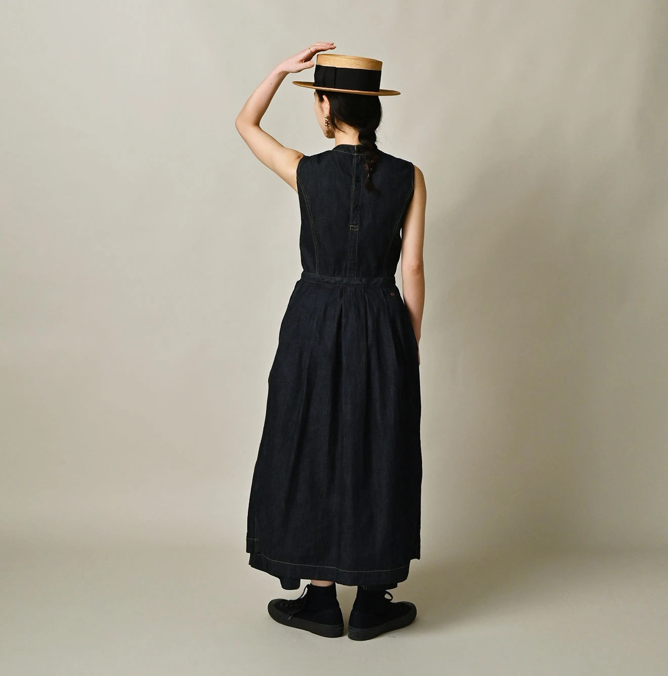 Mugihiko Denim Wrap Dress Nou Female Model