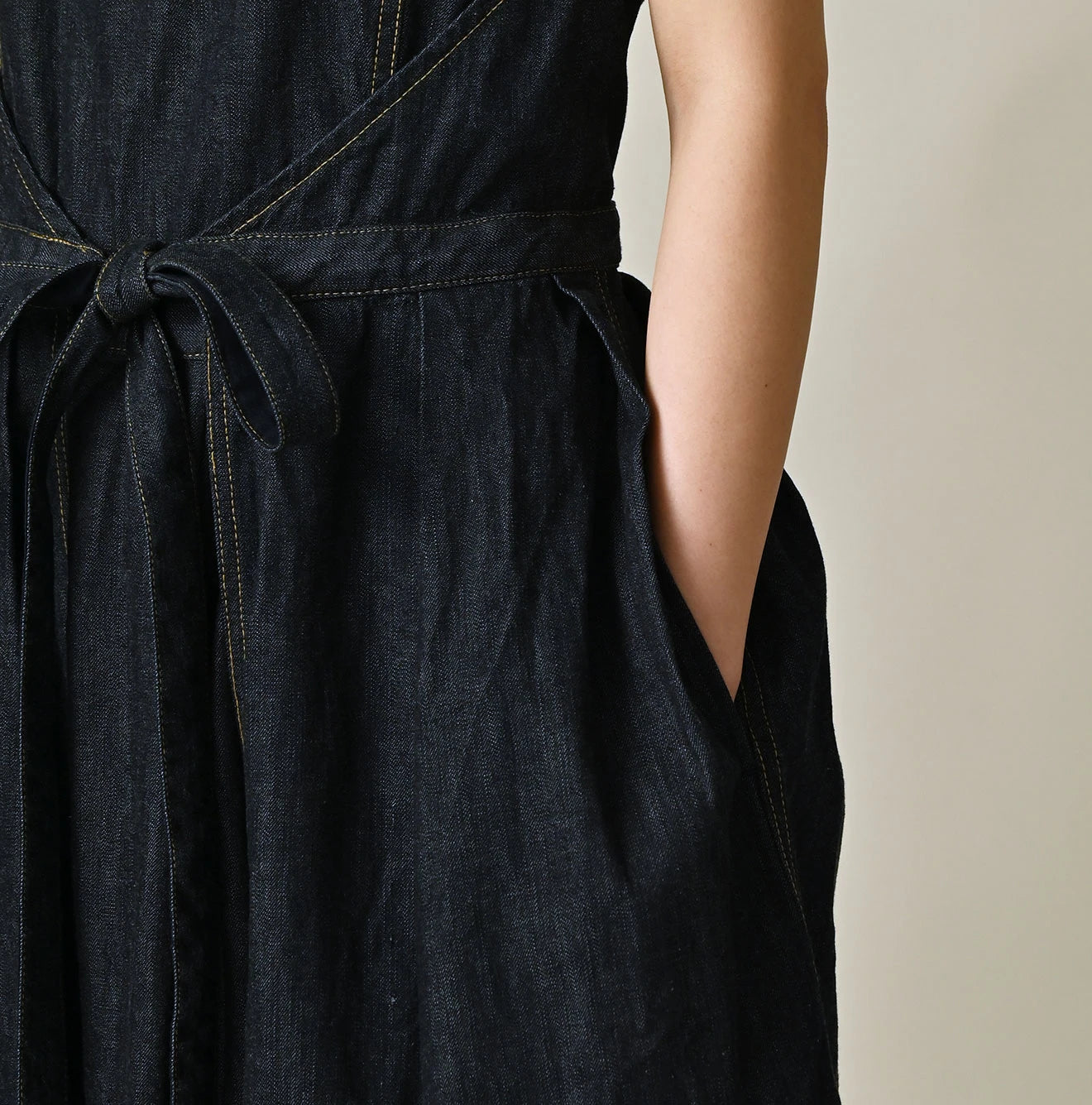 Mugihiko Denim Wrap Dress Nou Detail