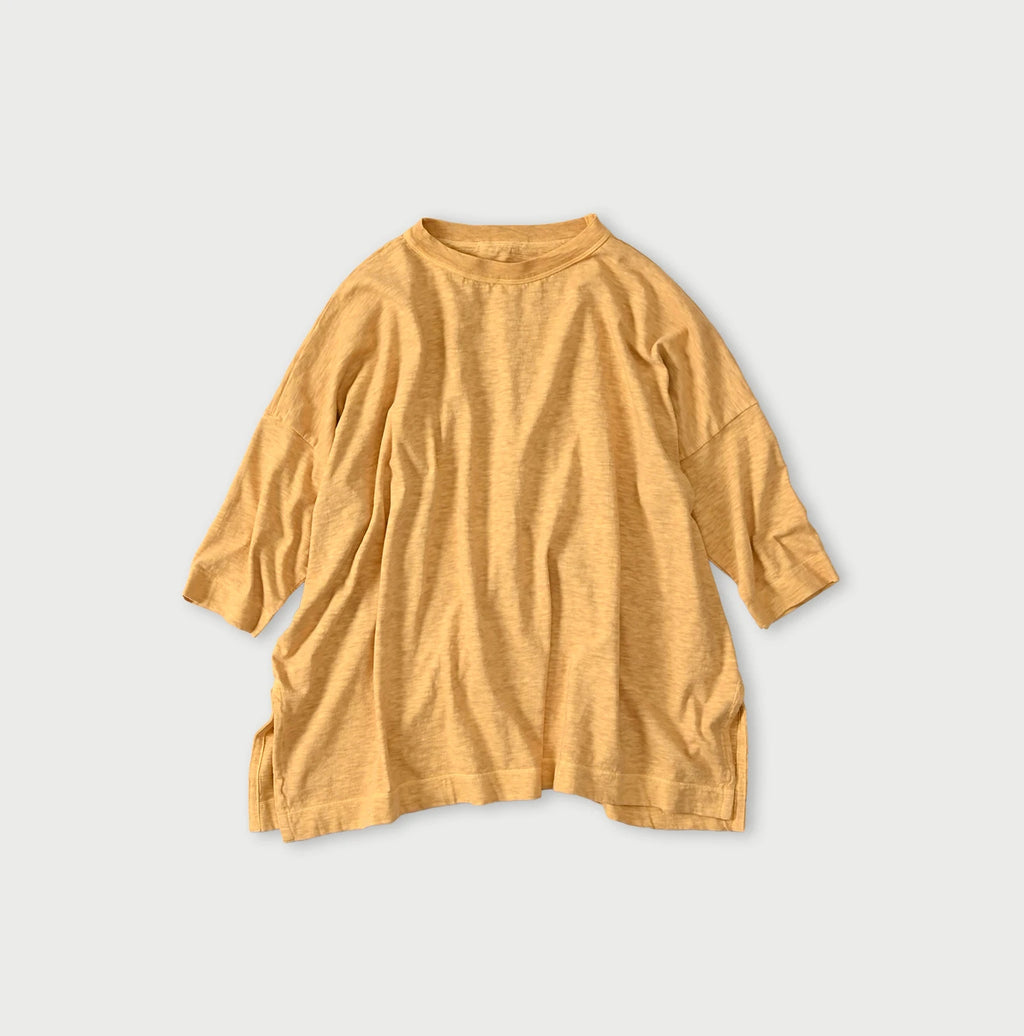 45 Plant Dyed Tenjiku Big Slit T-shirt Wheat