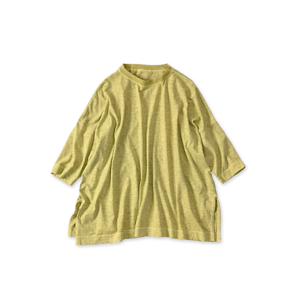 45 Plant Dyed Tenjiku Big Slit T-shirt Lemongrass