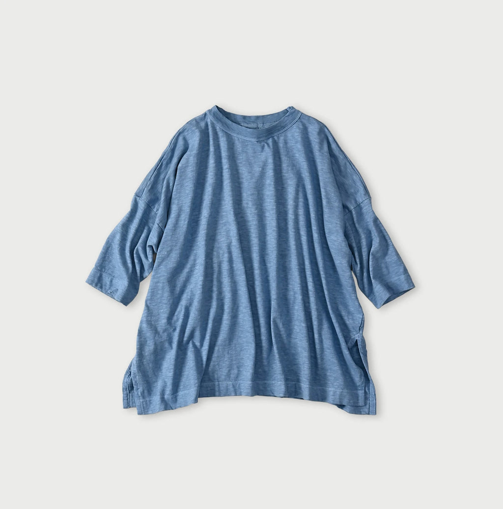 45 Plant Dyed Tenjiku Big Slit T-shirt Dayflower
