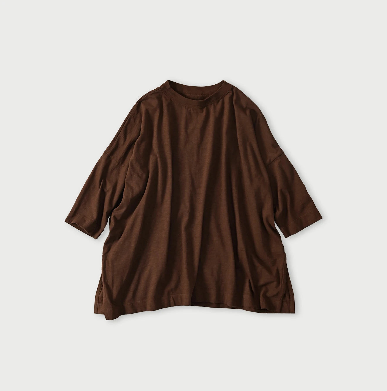 45 Plant Dyed Tenjiku Big Slit T-shirt Walnut