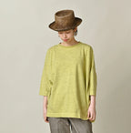 45 Plant Dyed Tenjiku Big Slit T-shirt Female Model