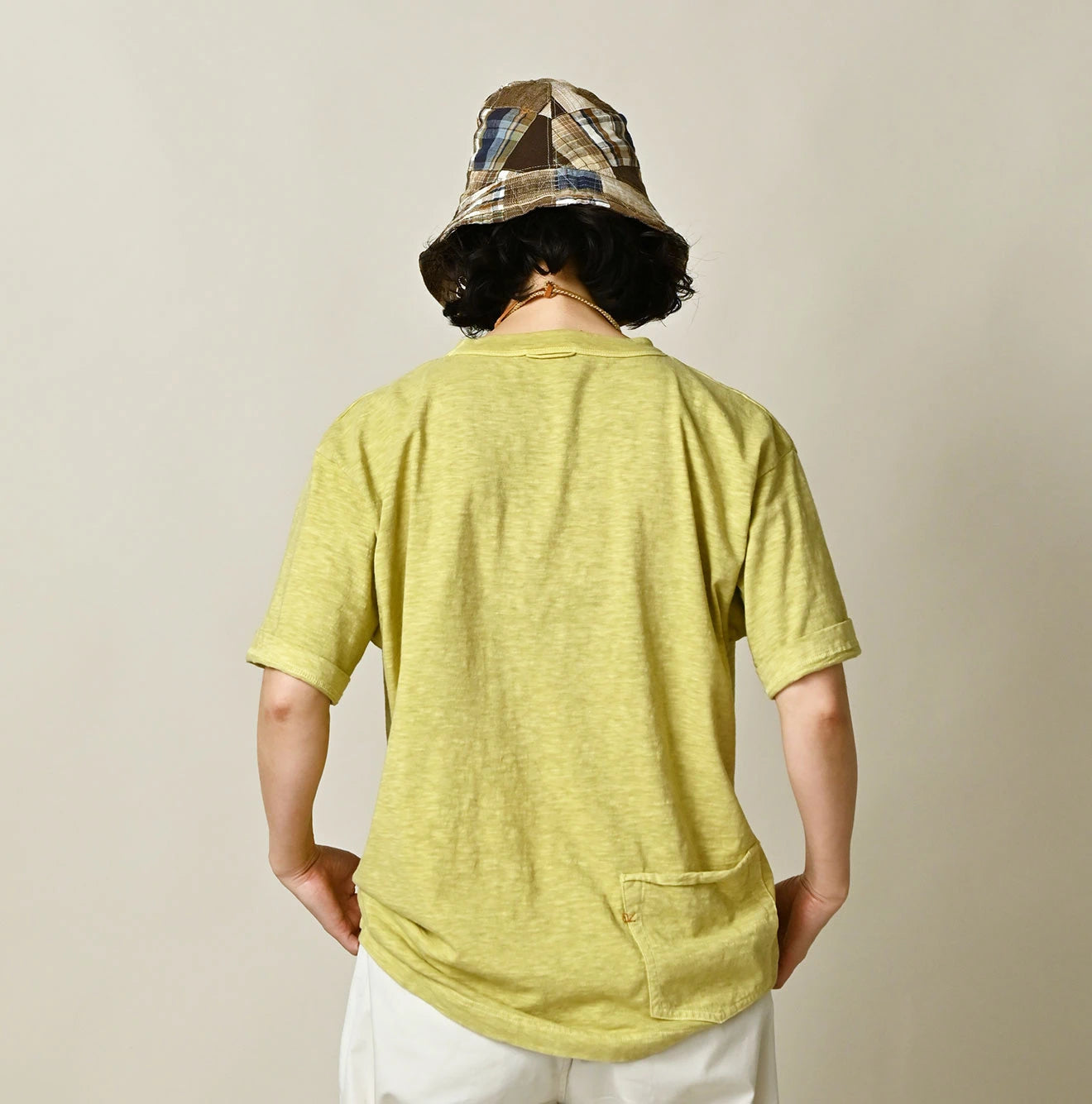 Plant Dyed Tenjiku 908 Ocean T-shirt Female Model