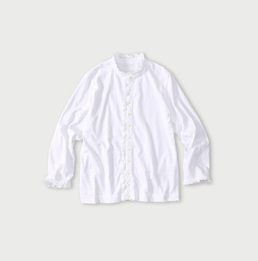 Tenjiku Frill Square Cardigan White