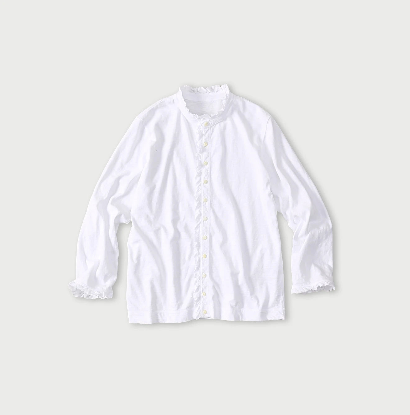 Tenjiku Frill Square Cardigan White