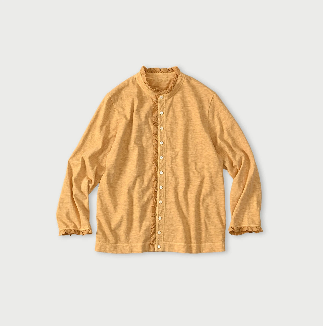45 Plant Dyed Tenjiku Frill Square Cardigan Wheat