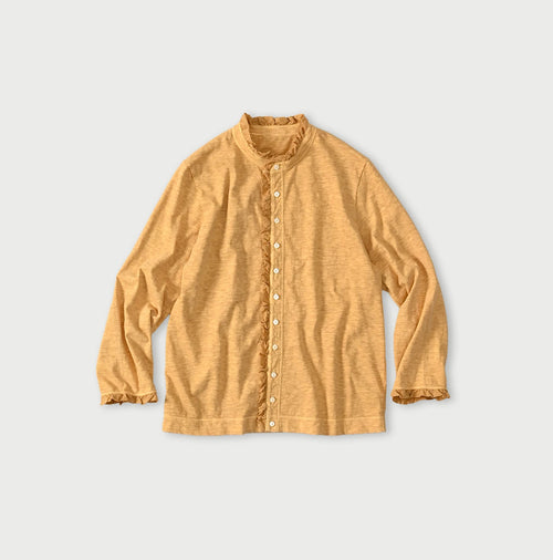 45 Plant Dyed Tenjiku Frill Square Cardigan Wheat
