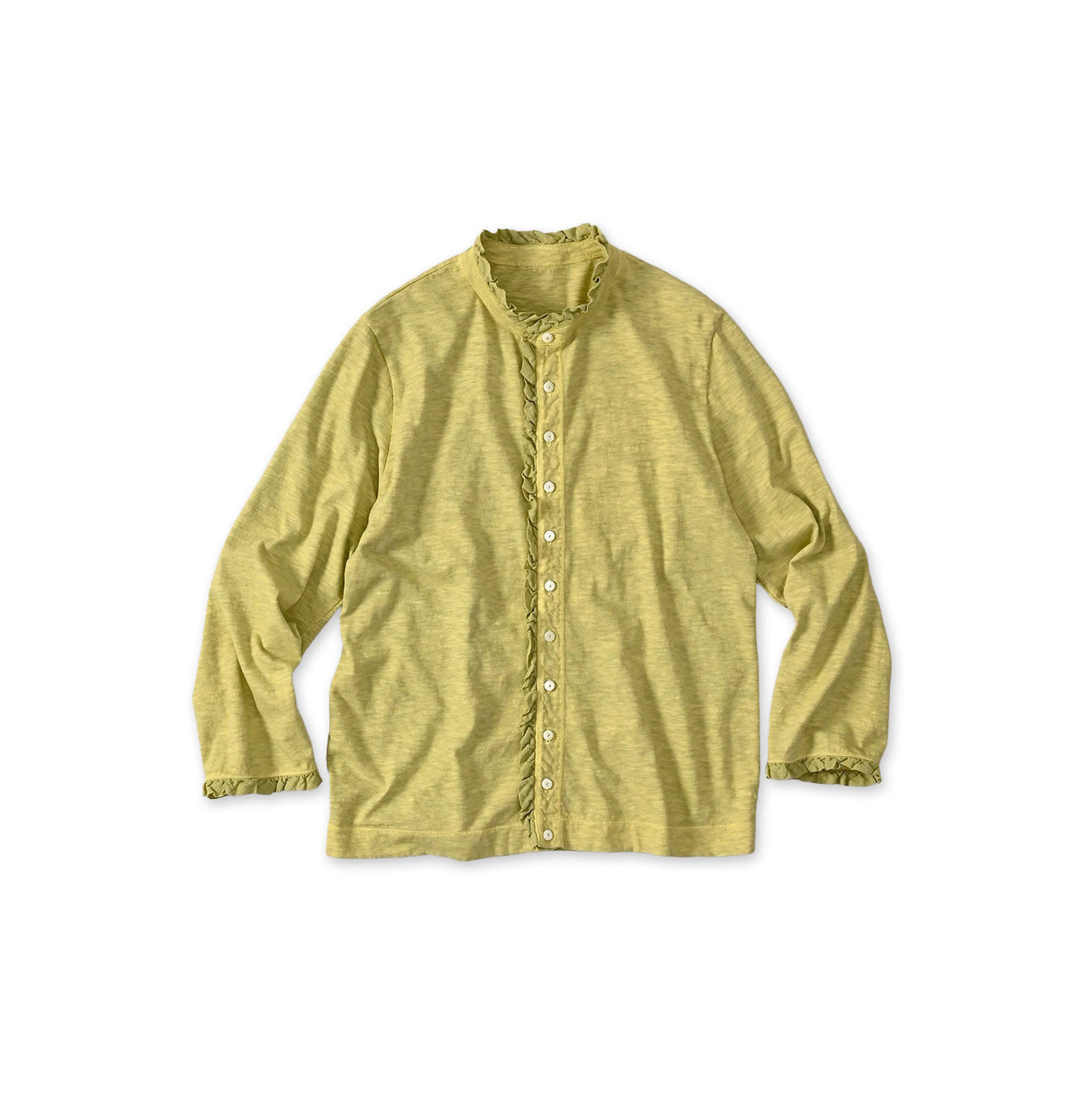 45 Plant Dyed Tenjiku Frill Square Cardigan Lemon Glass