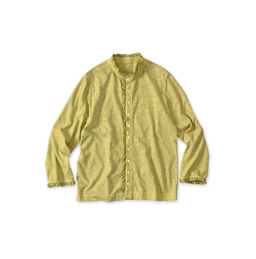 45 Plant Dyed Tenjiku Frill Square Cardigan Lemon Glass