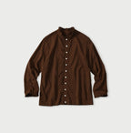 45 Plant Dyed Tenjiku Frill Square Cardigan Walnut