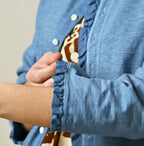 45 Plant Dyed Tenjiku Frill Square Cardigan Detail