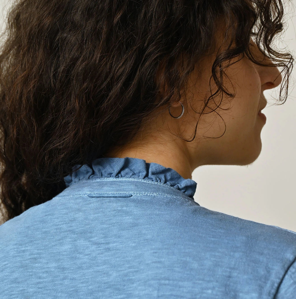 45 Plant Dyed Tenjiku Frill Square Cardigan Detail