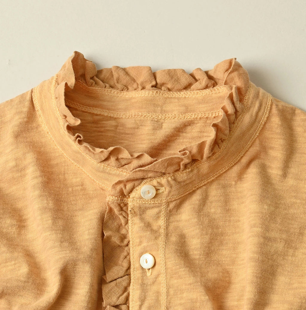 45 Plant Dyed Tenjiku Frill Square Cardigan Detail
