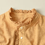 45 Plant Dyed Tenjiku Frill Square Cardigan Detail