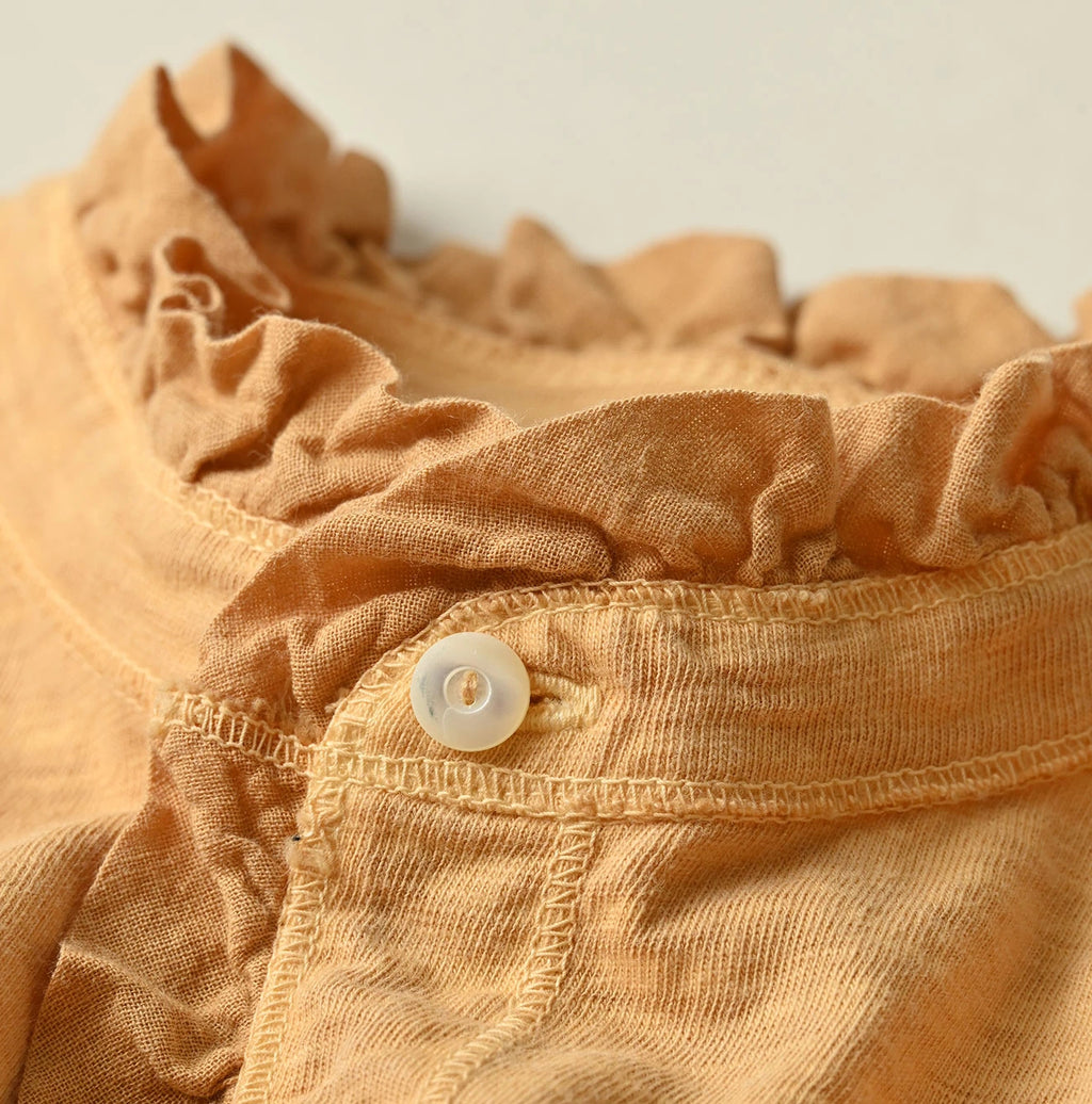 45 Plant Dyed Tenjiku Frill Square Cardigan Detail