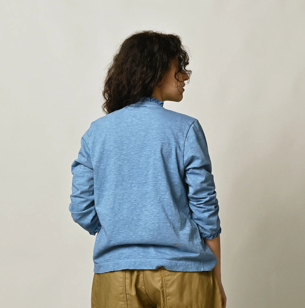 45 Plant Dyed Tenjiku Frill Square Cardigan Female Model