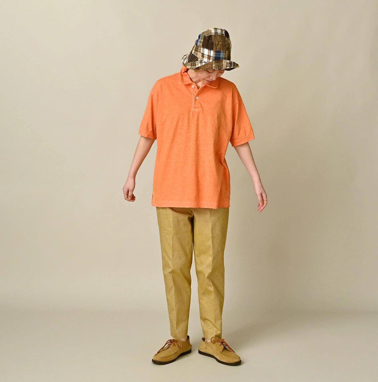 45 Plant Dyed Tenjiku 908 Polo Shirt Female Model