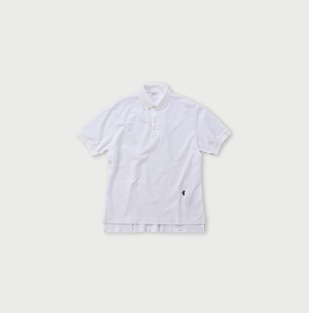 Supima Cotton Kanoko Loafer Polo Pearl White
