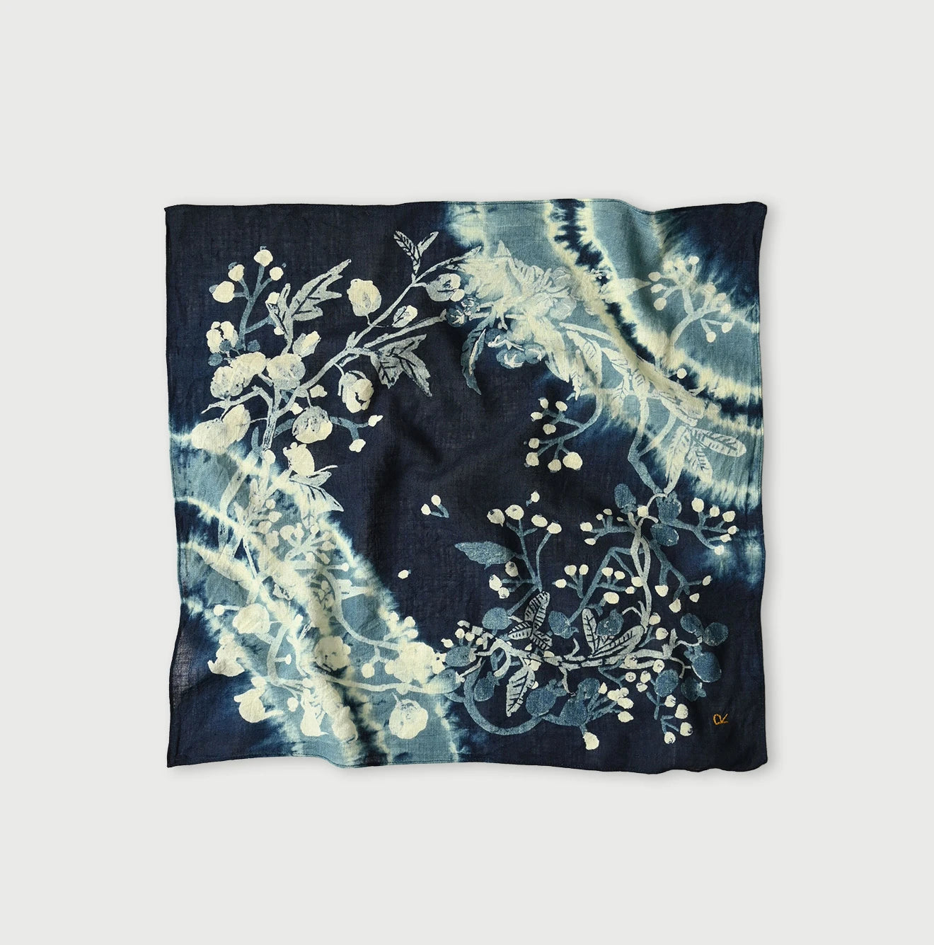 Indigo Gauze Flower Storm Bandana