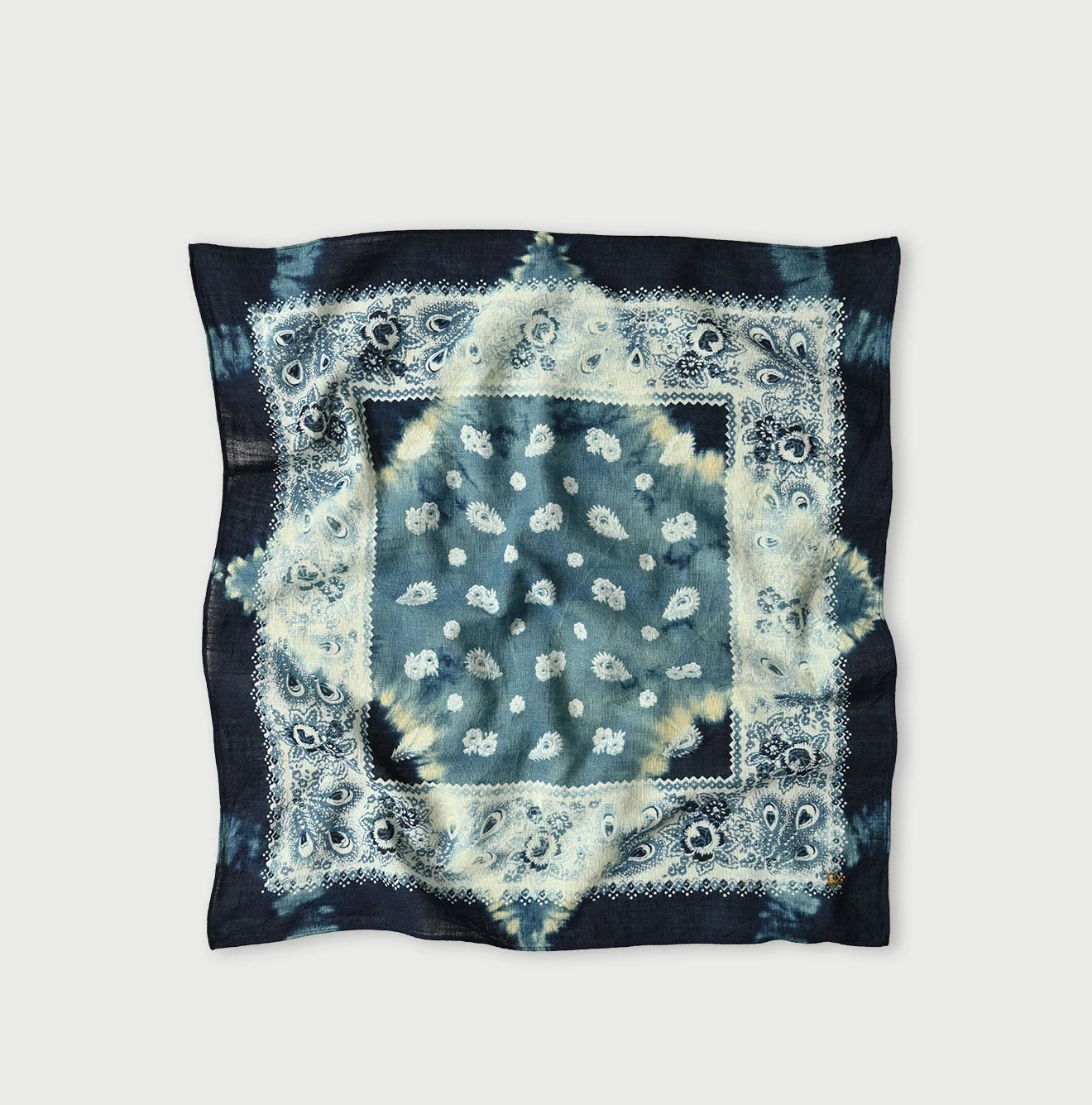 Indigo Gauze Flower Storm Bandana #77 Indigo Zyu