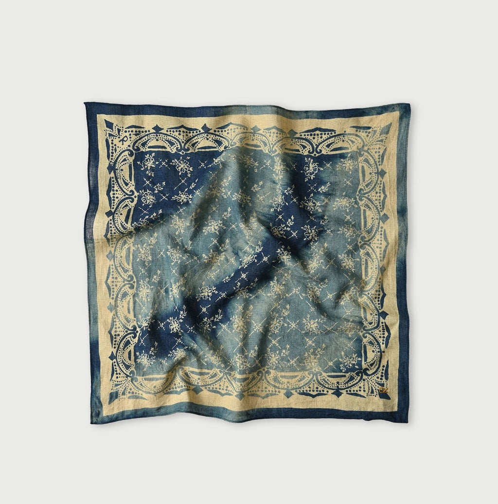 Indigo Gauze Flower Storm Bandana #78 Indigo Syou