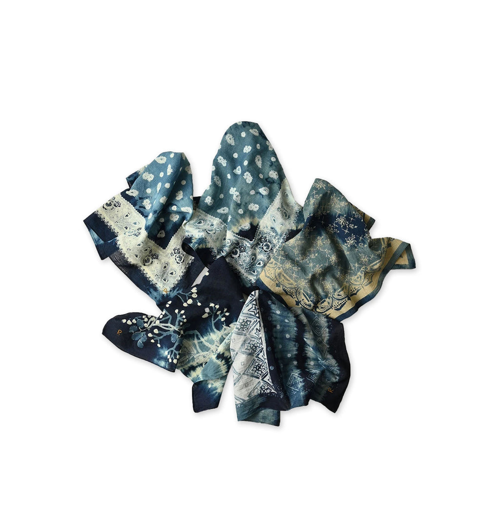 Indigo Gauze Flower Storm Bandana