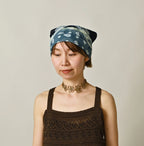 Indigo Gauze Flower Storm Bandana