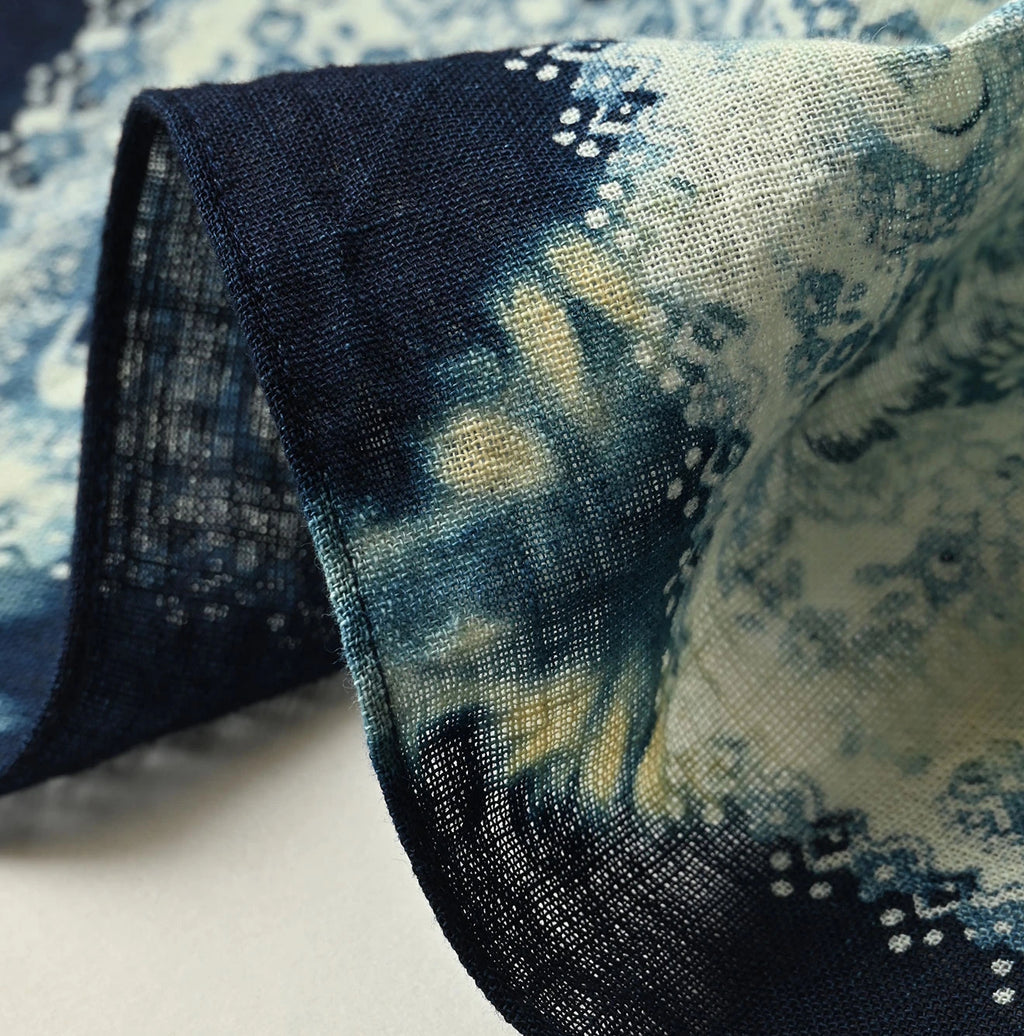 Indigo Gauze Flower Storm Bandana