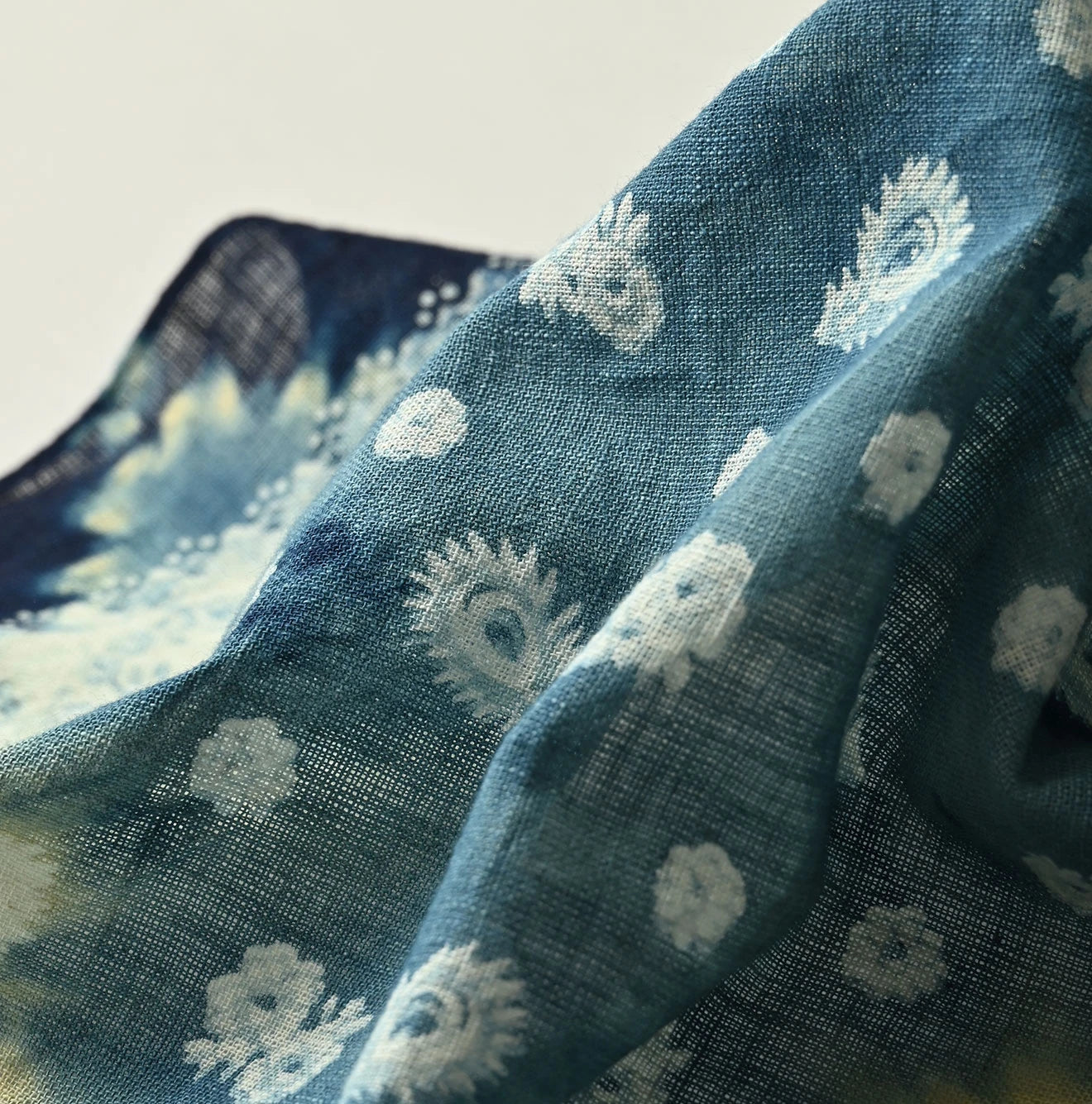 Indigo Gauze Flower Storm Bandana