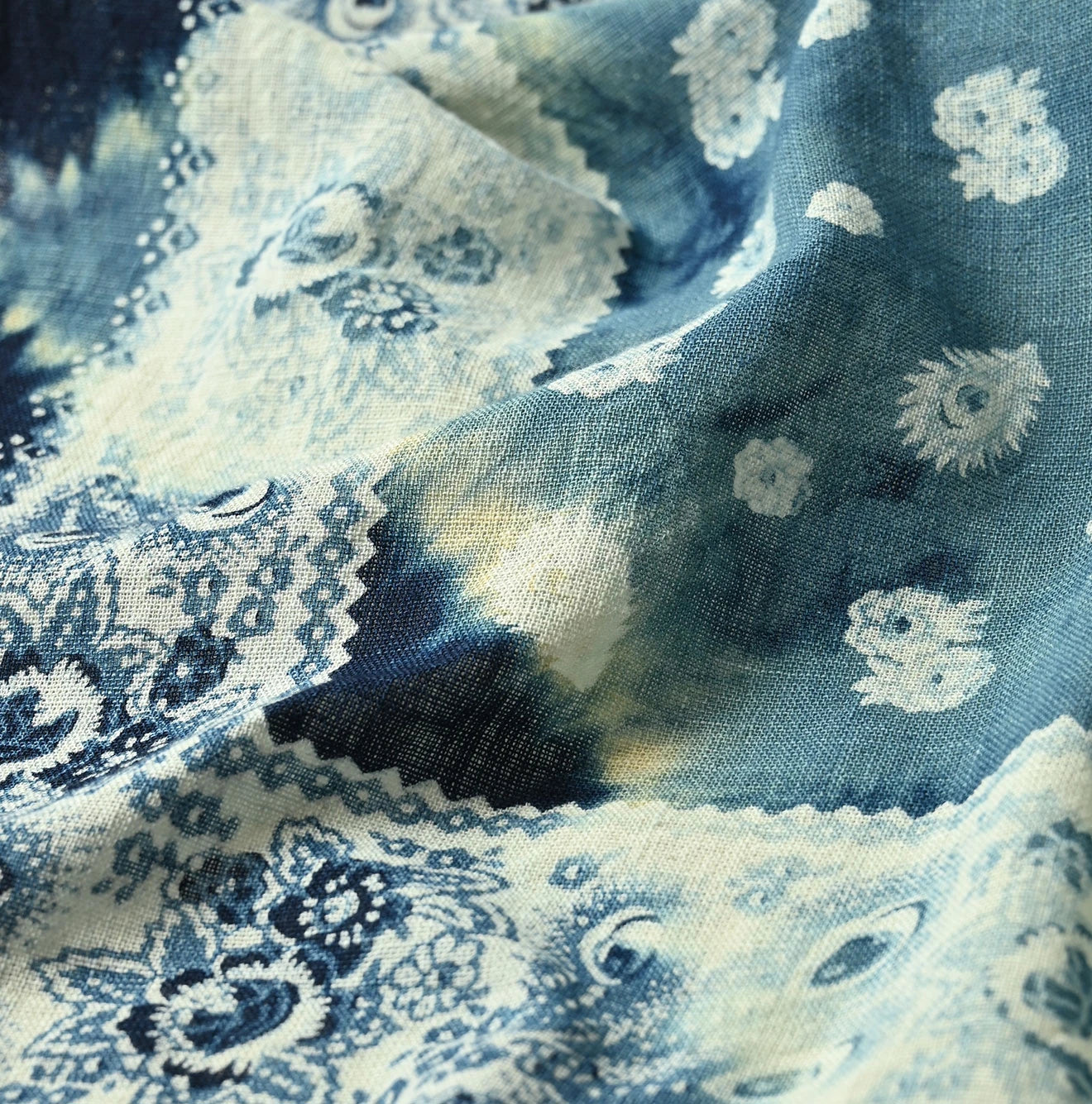 Indigo Gauze Flower Storm Bandana