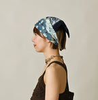 Indigo Gauze Flower Storm Bandana