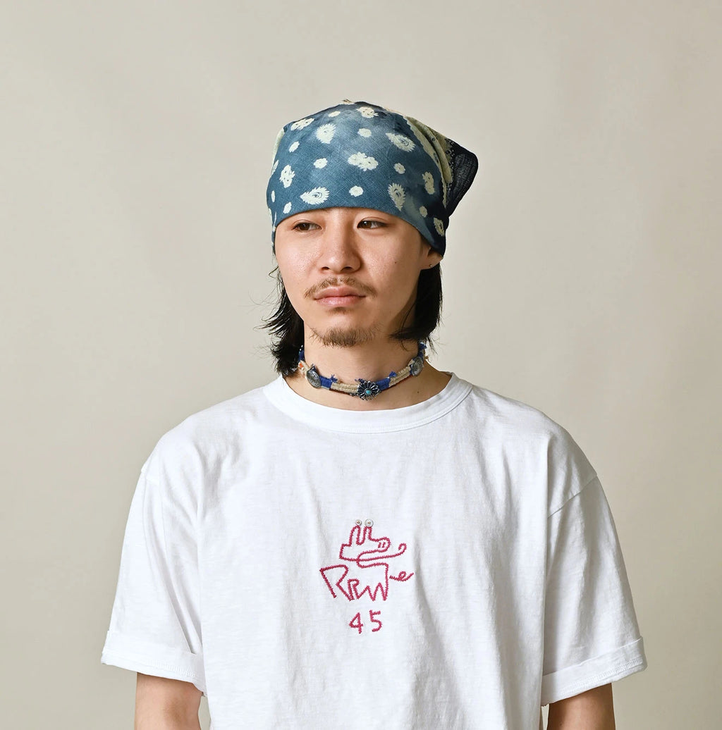 Indigo Gauze Flower Storm Bandana
