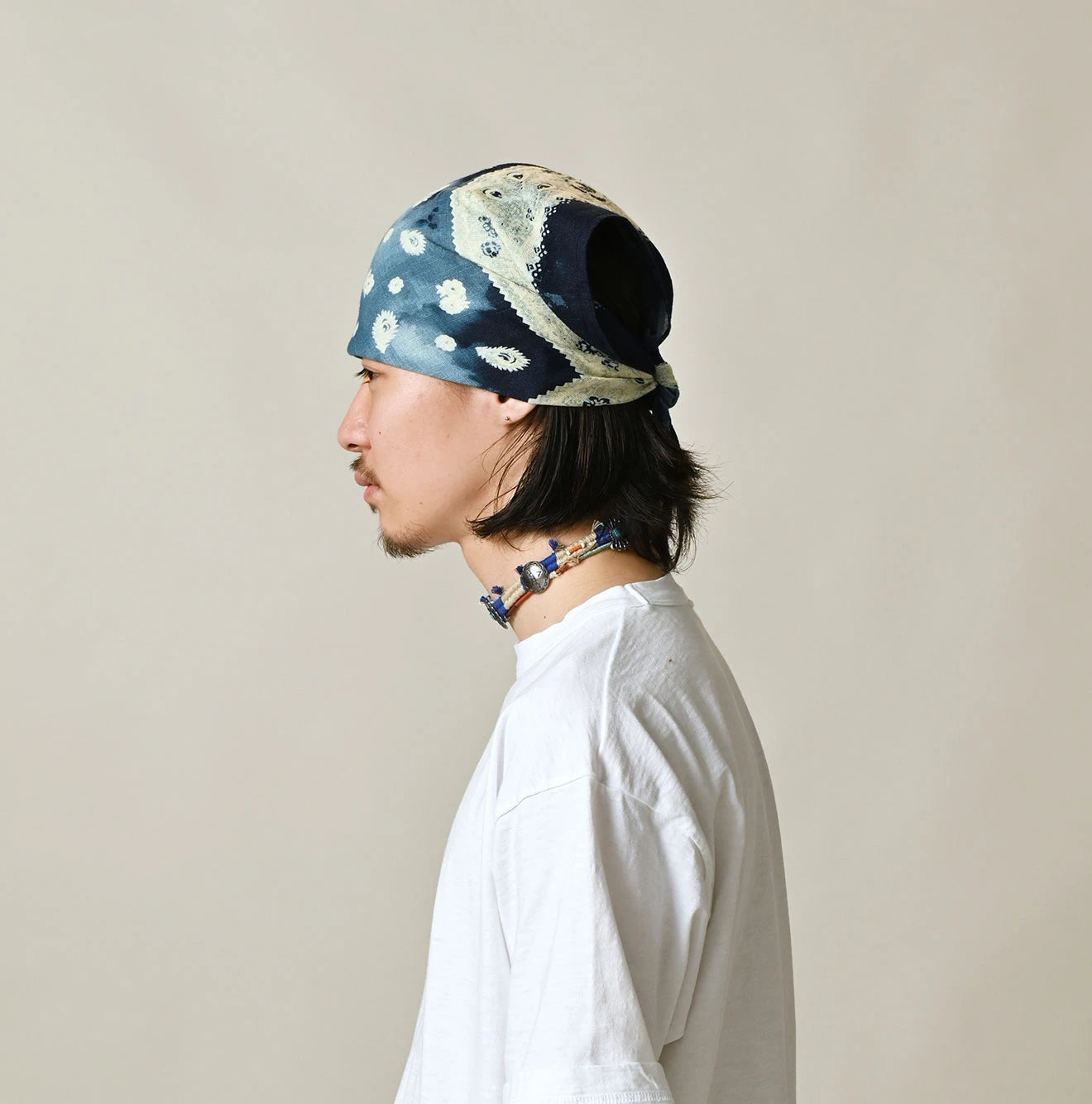 Indigo Gauze Flower Storm Bandana